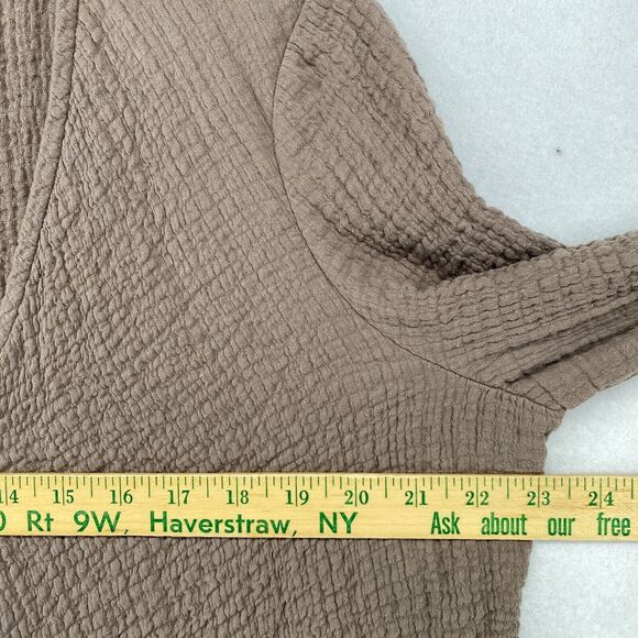 TOFFEE APPLE Tunic Top Womens M Lagenlook Crinkle Gauze Cardigan Cotton Brown - Picture 9 of 10